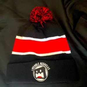 Trendy black and red beanie
